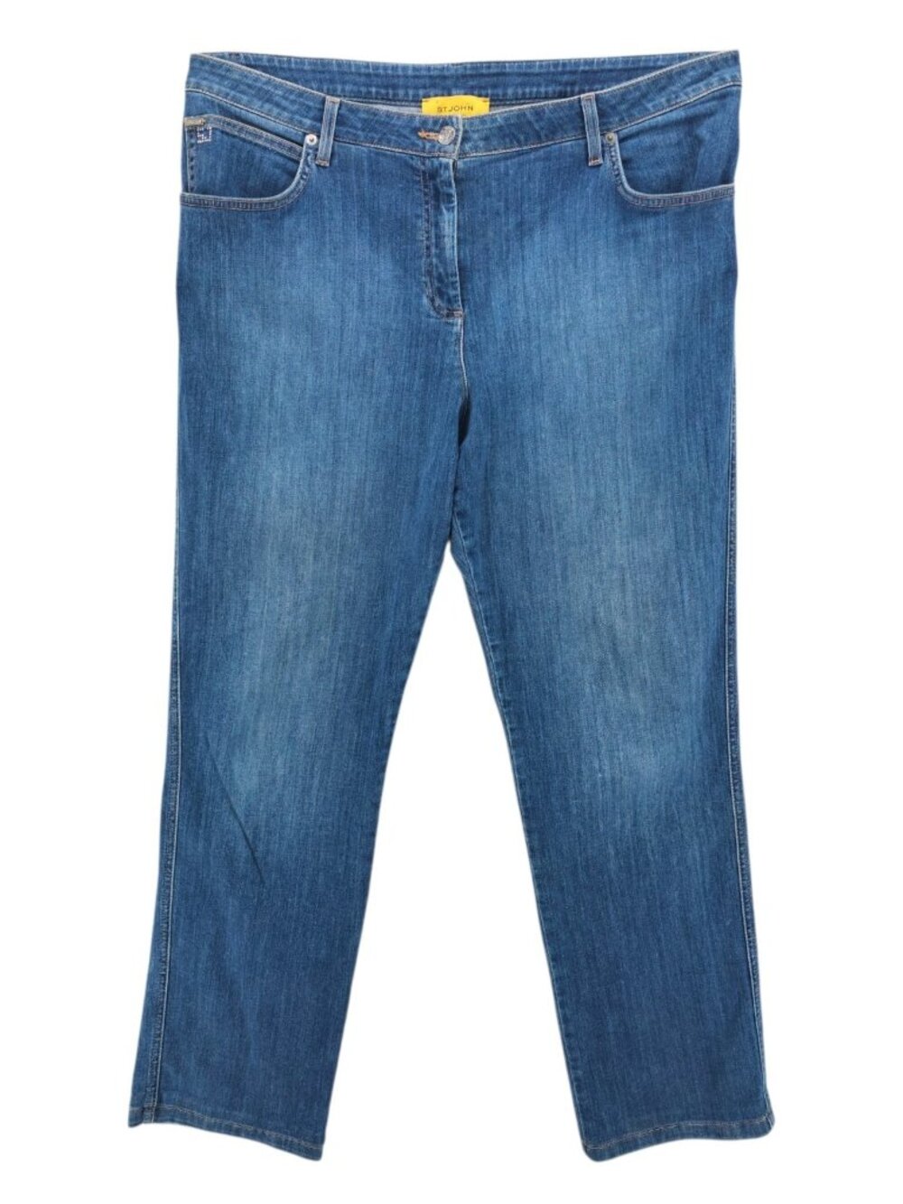 ST JOHN Jeans High Rise Straight Leg Cotton Stretch Yellow Label Size 16